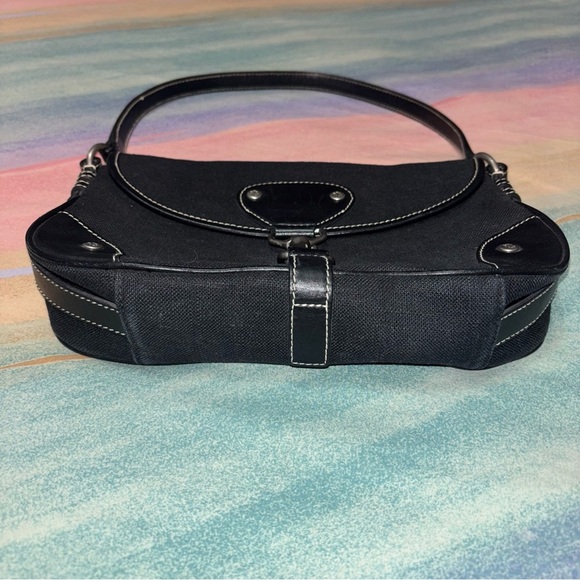 Vintage Ralph Lauren black leather buckle bag with silver metal clasp Y2K 90’s - Picture 3 of 13